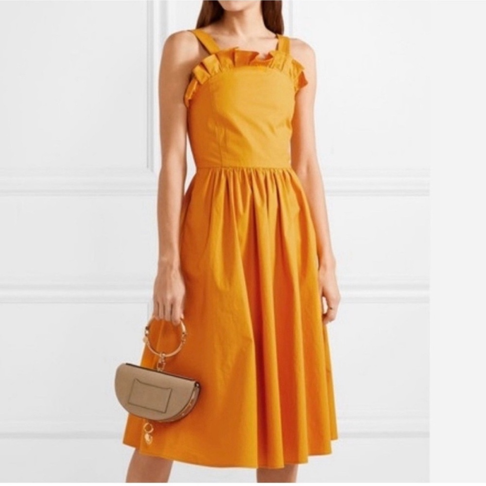 SEA New York sunrise ruffle lace up dress in marigold - Picture 2 of 13